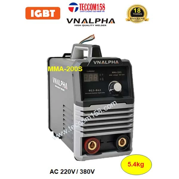 VNALPHA MMA-200S CHUYÊN QUE 3LY2 100% 4LY 60%, CẤU HÌNH 6 BO 4 IGBT,  DẢI ĐIỆN RỘNG 180v-420v ĐẦU TIÊN TẠI VN
