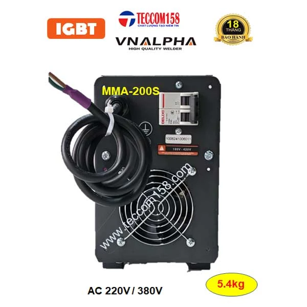 VNALPHA MMA-200S CHUYÊN QUE 3LY2 100% 4LY 60%, CẤU HÌNH 6 BO 4 IGBT,  DẢI ĐIỆN RỘNG 180v-420v ĐẦU TIÊN TẠI VN