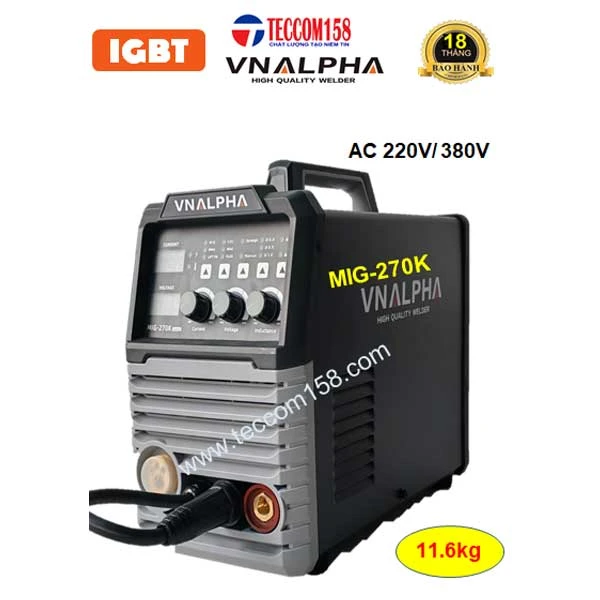 VNALPHA MIG-270K KHÔNG DÙNG KHÍ ĐẦU LIỀN CUỘN 5KG DÂY 0.8-1.0MM. CẤU HÌNH 6 BO 8 IGBT INPUT 220V & 380V ĐA CHỨC NĂNG MIG/MAG/MMA/TIG LIFT